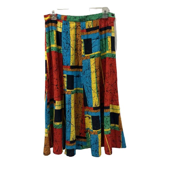 Argenti Skirt Womens 14 Silk Red Yellow Green Blue Black Tan Midi Modest No Slit - Picture 1 of 5